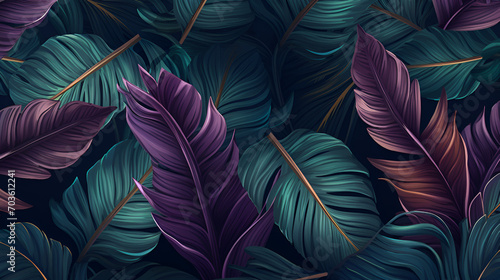 Tropical seamless pattern with beautiful palm