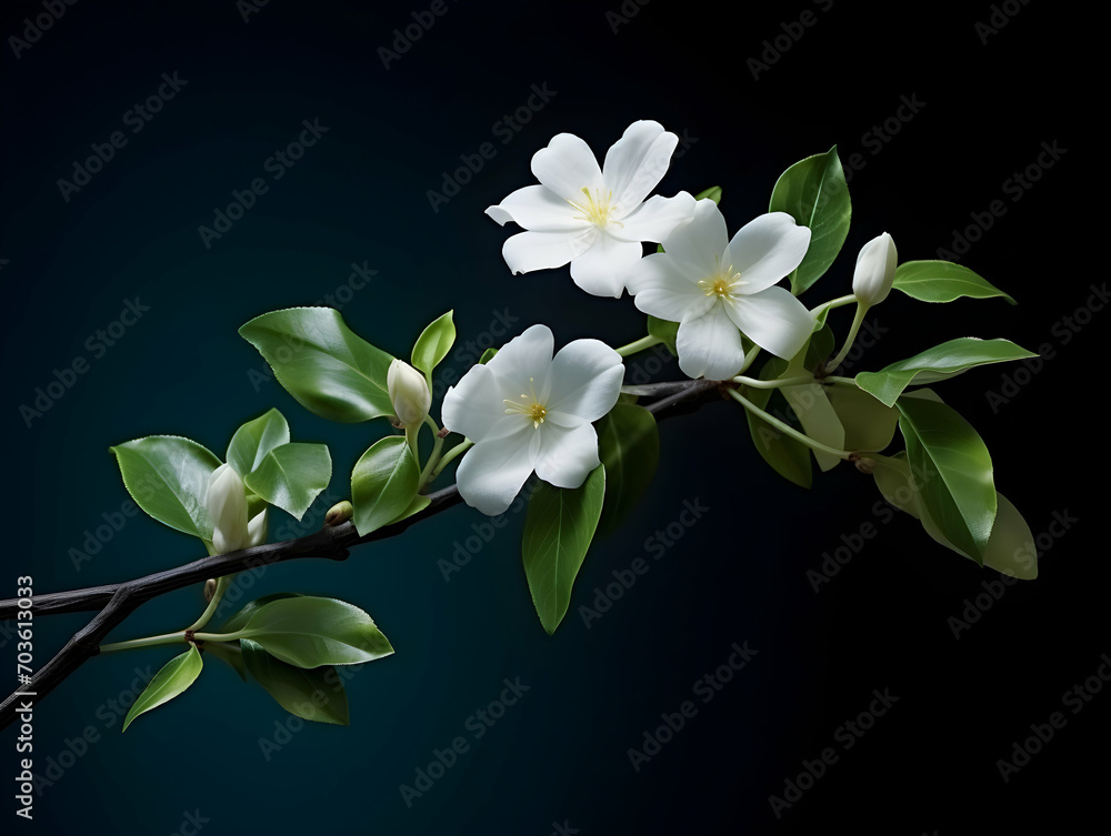 Fototapeta premium Jesmine&nbsp;flower in studio background, single&nbsp;jesmine&nbsp;flower, Beautiful flower images