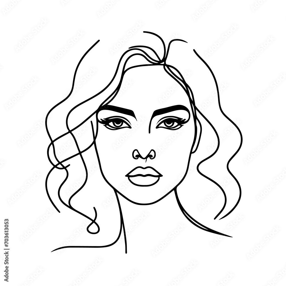 Beautiful women face line illustration template Beautiful women face line illustration template
