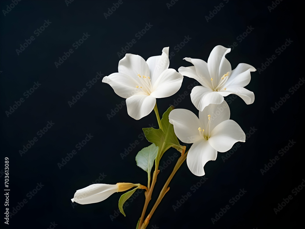 Fototapeta premium Jesmine&nbsp;flower in studio background, single&nbsp;jesmine&nbsp;flower, Beautiful flower images