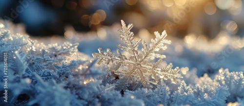 Realistic snowflakes captured in a natural snowfall, at low temperatures. © 2rogan
