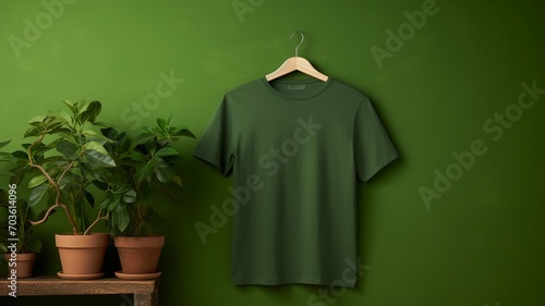 green t shirt in a hanger