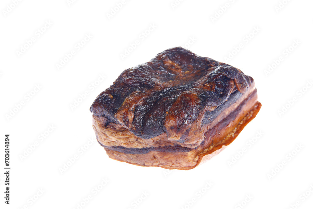 Smoked bacon slices, isolated on white background Smoked bacon slices, isolated on white background