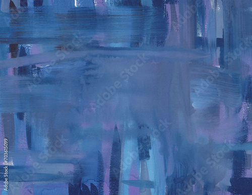 Fototapeta Naklejka Na Ścianę i Meble -  Abstract stroke blue painting. Watercolor rough paint background. Monochrome aquarelle painting surface.