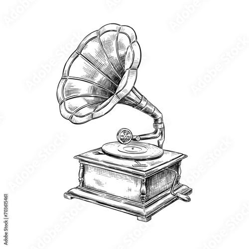 gramophone vector line art illustration