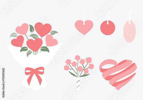 Valentine heart bouquet and labels