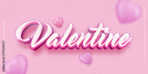 Valentine glossy pink text editable 3d style text tittle