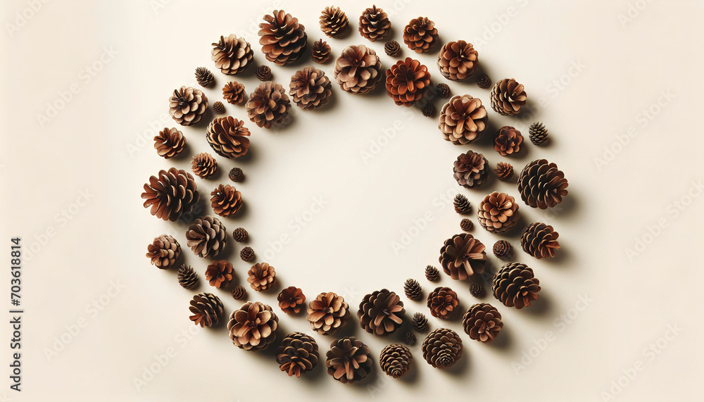 Rustic Pine Cone Frame with Open Center for Text Insertion, Perfect for Autumn and Nature-Themed Designs Rustic Pine Cone Frame with Open Center for Text Insertion, Perfect for Autumn and Nature-Themed Designs
