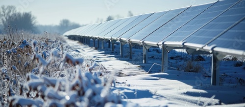 Snow covering solar panels can hinder winter electricity generation. photo