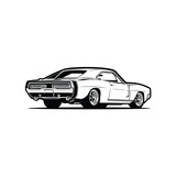 American Muscle Car Vector Illustration. Monochrome Vector. Best for Automotive Related illustration