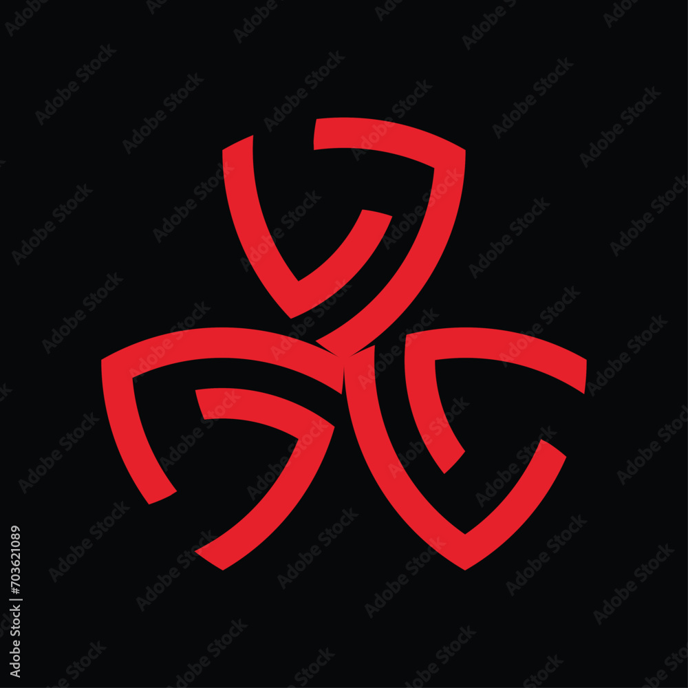 the shield's monogram design forms the letters 