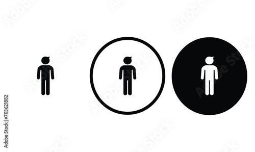 icon boy black outline for web site design and mobile dark mode apps Vector illustration on a white background