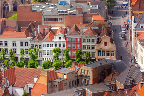 Aerial view of Old town of Bruges, Belgium