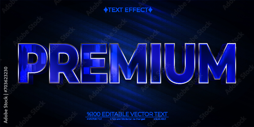 Shiny Blue Premium Editable Vector 3D Text Effect