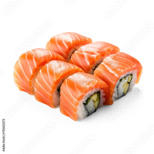 Salmon sushi roll isolate on transparency background png 