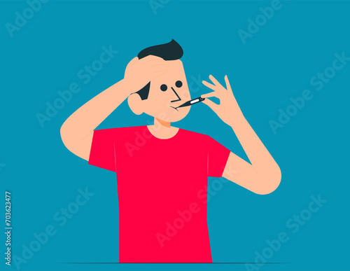 A person who is abnormally anxious about their health. Hypochondriac vector concept