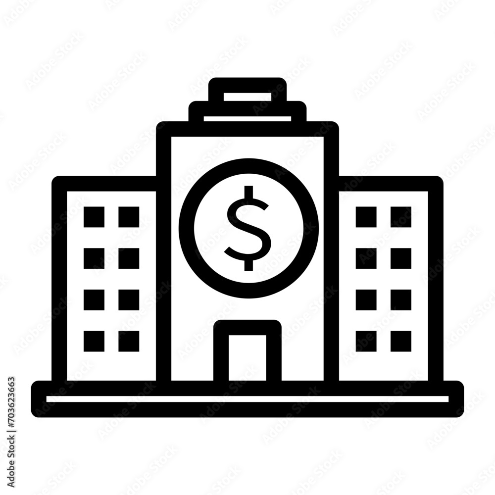 bussines icon on line style. Bank building. Online banking, finance, bank transactions, bank service bussines icon on line style. Bank building. Online banking, finance, bank transactions, bank service