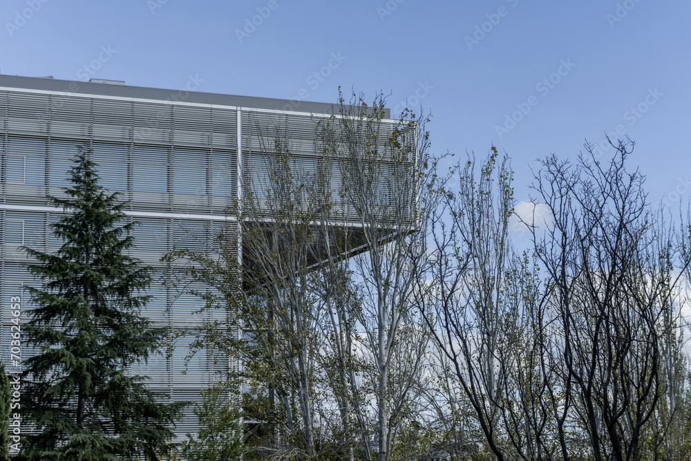 Facades of modern structure office buildings Facades of modern structure office buildings