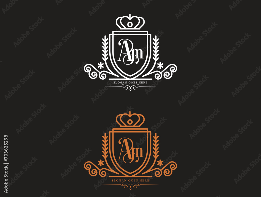 Am initial luxury ornament monogram logo Am initial luxury ornament monogram logo