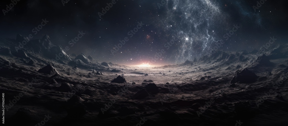 render of a dark space with a creative digital black hole background.