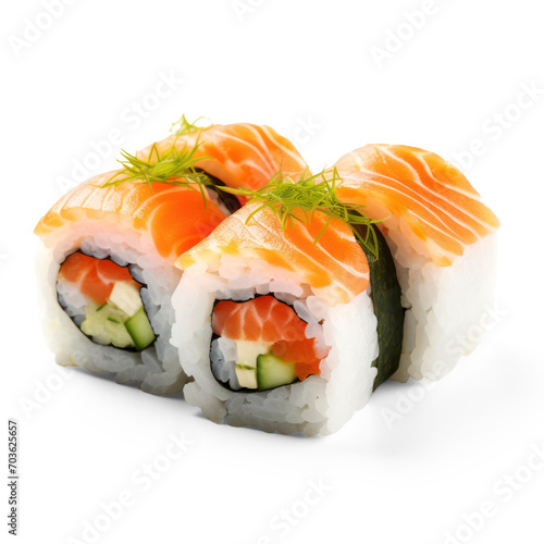 sushi with salmon isolate on transparency background png 
