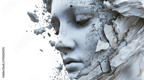 Breakthrough Contemplation Renaissance Unfinished Broken Statue Chiseled Artwork Marble Stone