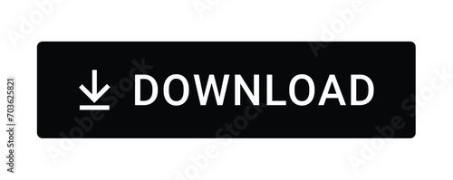 Black download button with download icon isolated on a white background. black download button PNG