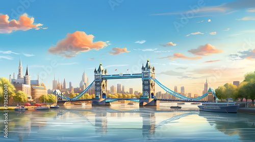 London tower bridge, the uk, sunset with beautiful clouds