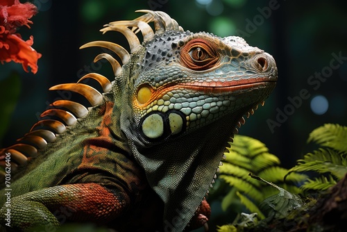 iguana in tropical forest
