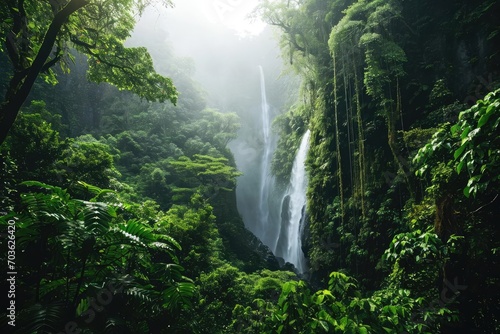 A majestic waterfall in a lush forest Symbolizing nature s beauty and power