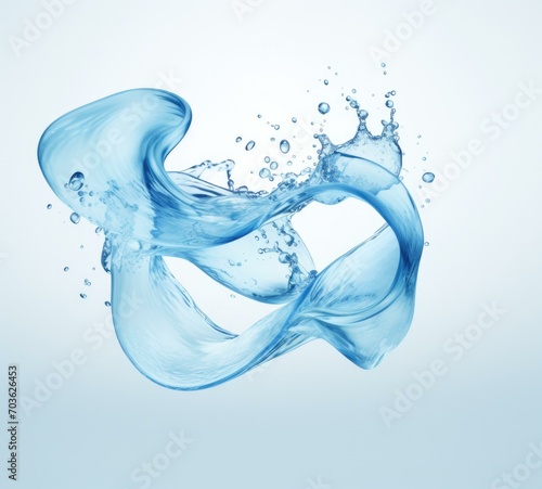 Blue water splash on a white background. Generative AI.