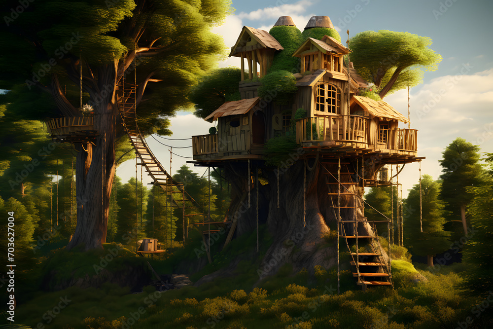 wood tree, wooden tree house, lodge  in tree, fun tree hoouse, natural tree house, fantasy tree house