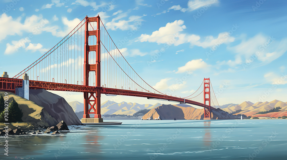Obraz premium Golden gate bridge in san francisco with flower as the famous landmark