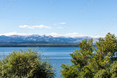 beautiful lake  mountains  trees  water and nature
