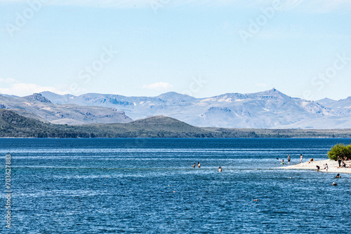 beautiful lake, mountains, trees, water and nature