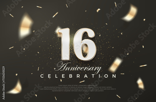 Black background for 16th anniversary celebration. Premium vector background. Premium vector for poster, banner, celebration greeting. photo