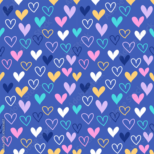 Seamless pattern with hand drawn heart. Background for textile, wrapping paper, fashion, illustration.
