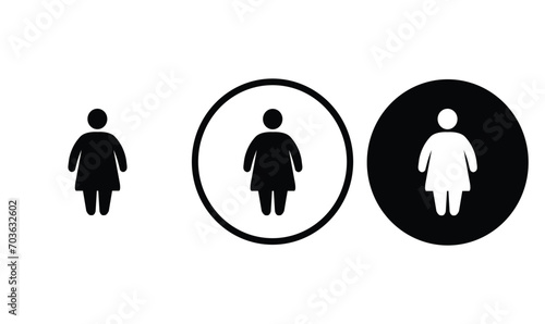 icon fat women black outline for web site design 
and mobile dark mode apps 
Vector illustration on a white background