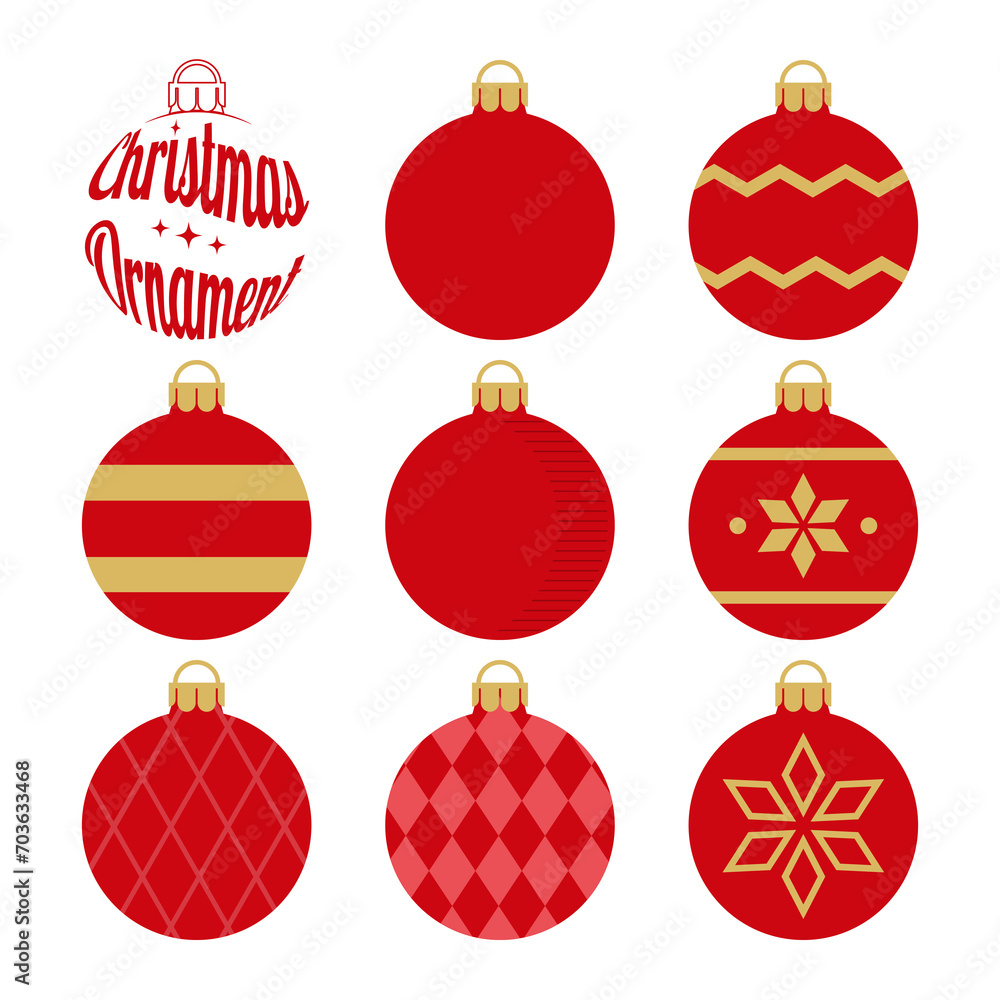 Set of Christmas Ball Illustration. Christmas Ornament. Christmas Baubles Hanging. Christmas Bauble Icon. Decorative Bauble Illustration. Christmas Ball Isolated on White Background.