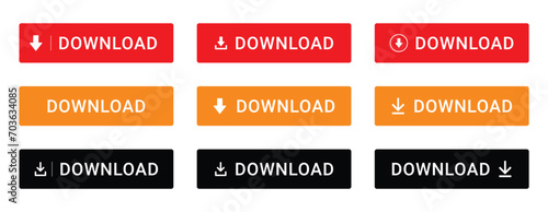 Set of colorful download buttons vector illustration. colorful downloading buttons.  set of download buttons
