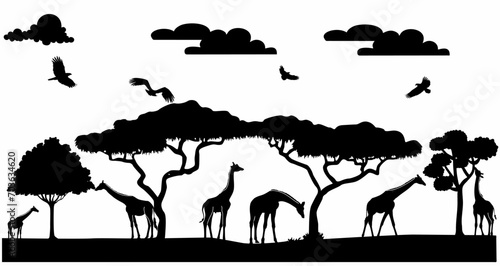Giraffe Habitat Vector Silhouette illustration