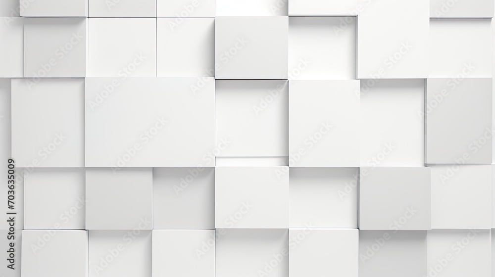 3d arrange light gray squares with soft shadows on a white background. - obrazy, fototapety, plakaty 