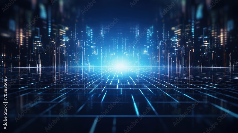 Technology Particle in Cyberpunk Style Digital World Abstract Background