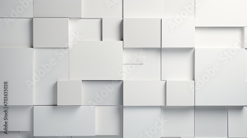3d arrange light gray squares with soft shadows on a white background. © Xabrina