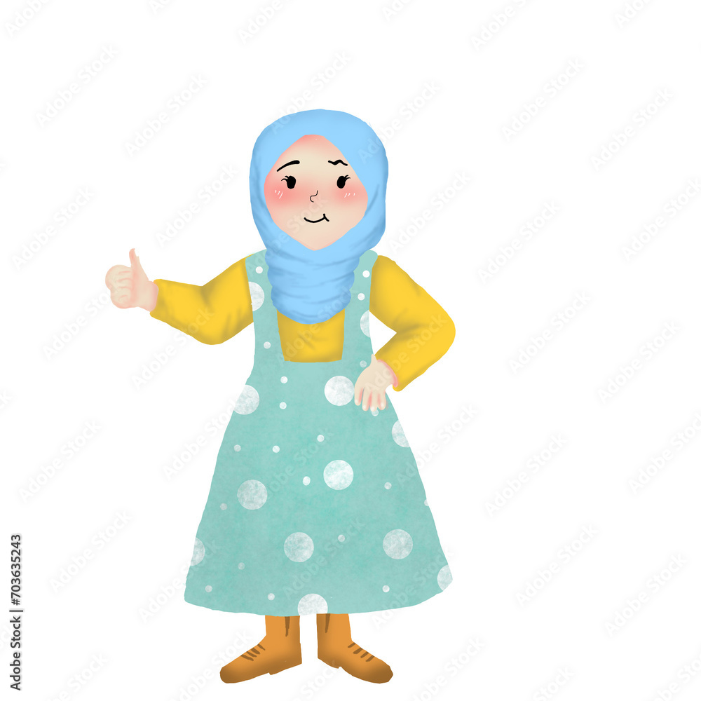 Muslim girl gives thumbs up Muslim girl gives thumbs up