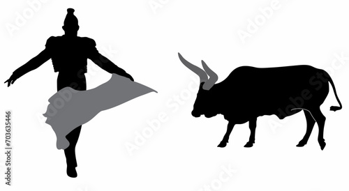 bullfighting torero silhouette vector, on white background
