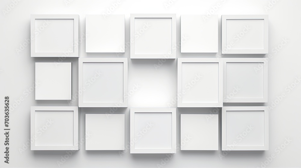 3d arrange light gray squares with soft shadows on a white background. 3d arrange light gray squares with soft shadows on a white background.