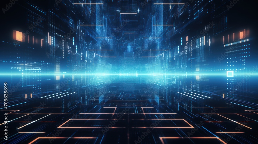Technology Particle in Cyberpunk Style Digital World Abstract Background Technology Particle in Cyberpunk Style Digital World Abstract Background