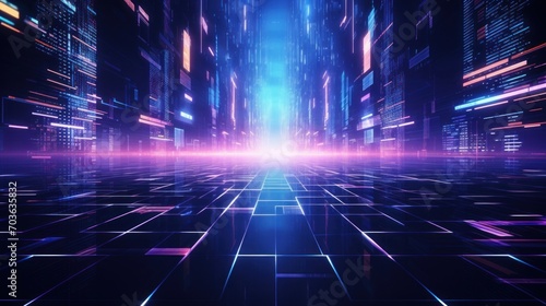 Technology Particle in Cyberpunk Style Digital World Abstract Background