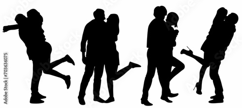 couple with various romantic pose vector silhouette set collection. on a white background